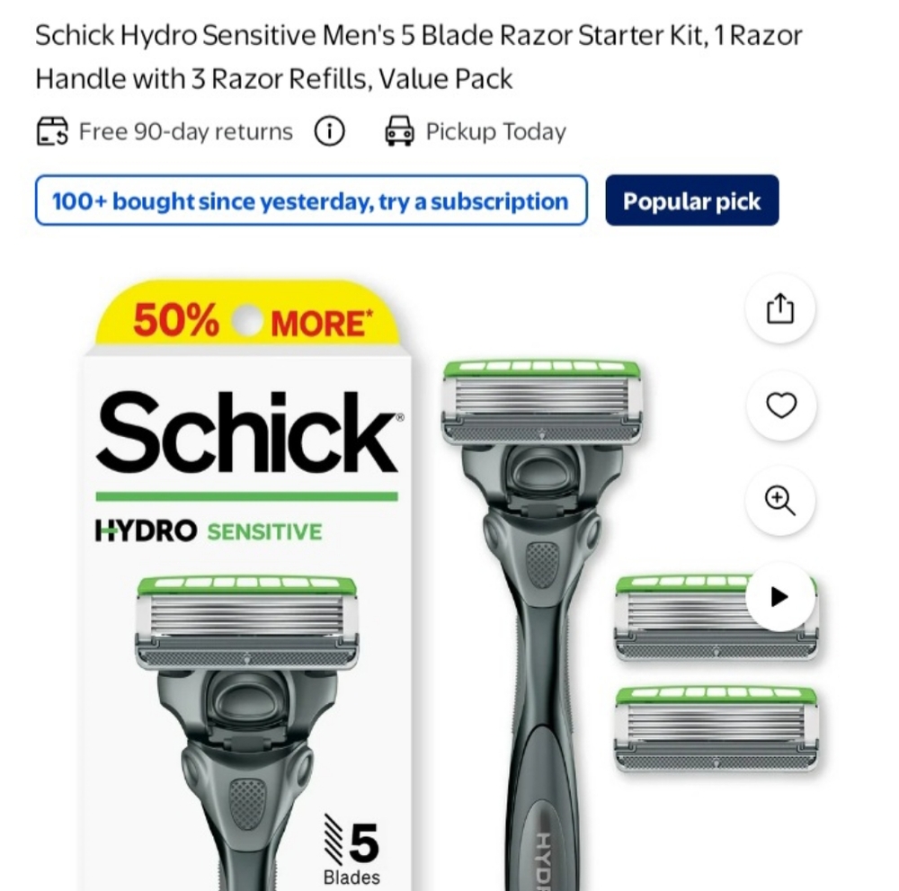 Schick Hydro Sensitive Men's Razor Starter Kit